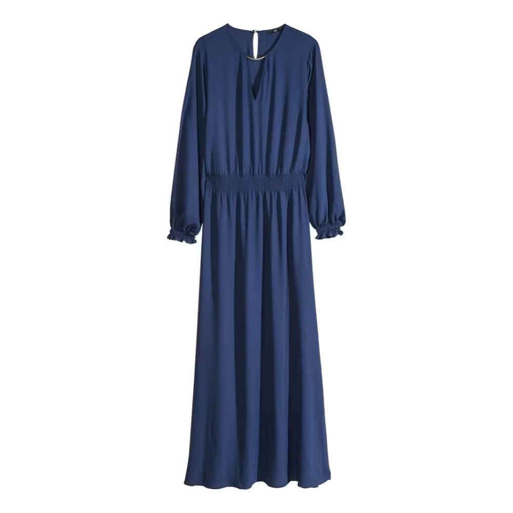 H&M Deep Blue Long Sleeve Maxi Dress